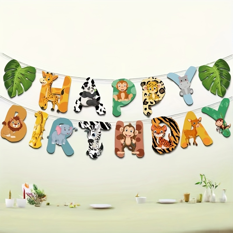 Science Of Happiness - 15pcs Jungle Safari Party Paper Banner