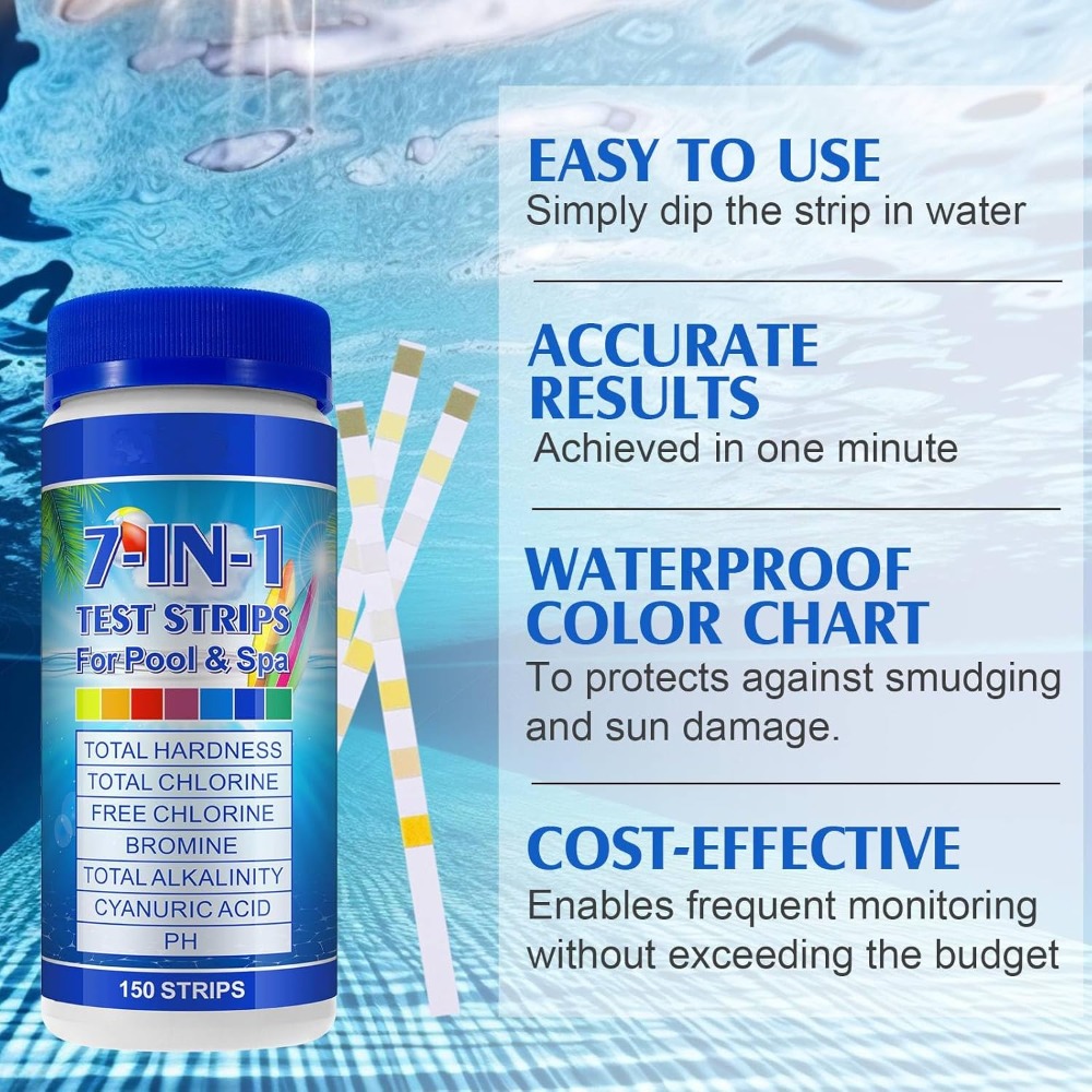 7-in-1 Pool Test Strips 150 Pc - Water Testing Kit 评论和价格